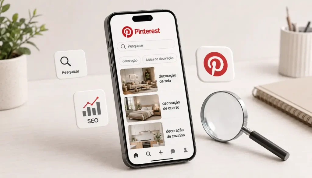 Pesquisa no Pinterest com palavras-chave para otimizar Pins
